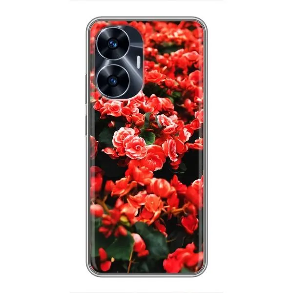 Чехол с принтом «Цветы красные» для Realme C55 Чехол с принтом «Цветы красные» для Realme C55