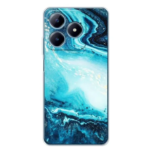 Чехол с принтом «Голубой мрамор» для Realme C63 4G