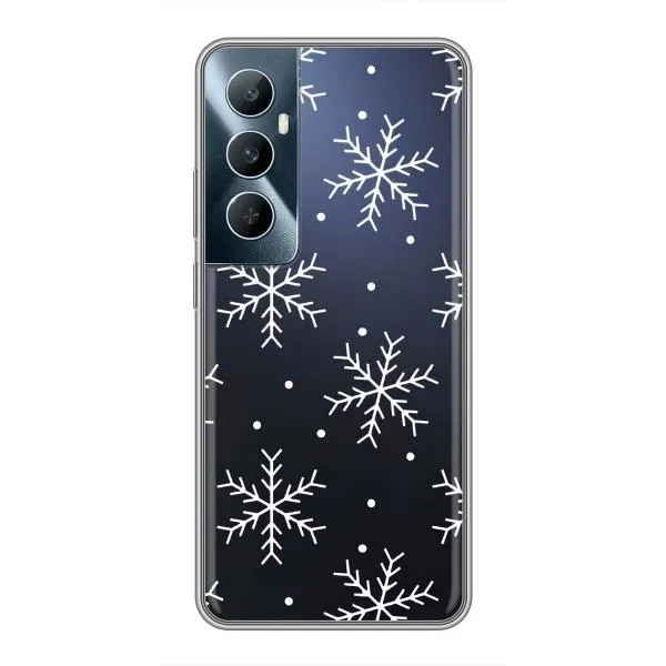 Чехол с принтом «Белые снежинки» для Realme C65 Чехол с принтом «Белые снежинки» для Realme C65