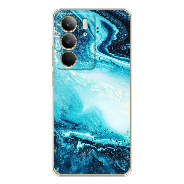 Чехол с принтом «Голубой мрамор» для Realme C73 5G