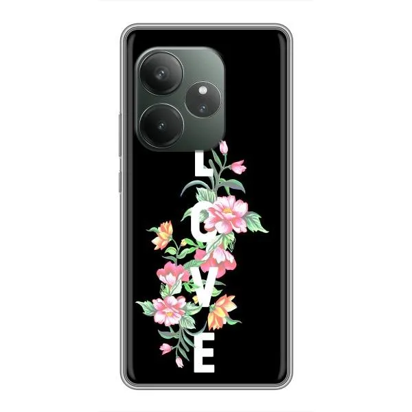 Чехол с принтом «Цветы LOVE» для Realme GT 6 Чехол с принтом «Цветы LOVE» для Realme GT 6