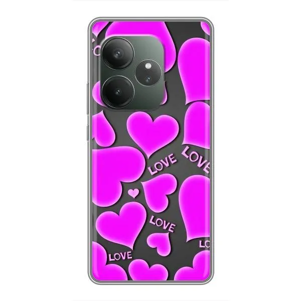 Чехол с принтом «Pink hearts» для Realme GT 6 Чехол с принтом «Pink hearts» для Realme GT 6