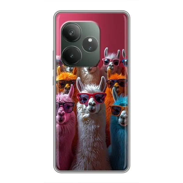 Чехол с принтом «Ламы в очках» для Realme GT 6T