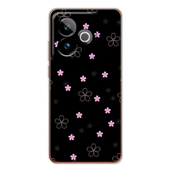 Чехол с принтом «Розовые цветы на черном» для Realme GT 7 Чехол с принтом «Розовые цветы на черном» для Realme GT 7