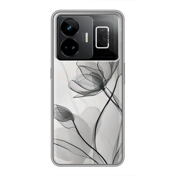 Чехол с принтом «Черные цветы» для Realme GT3