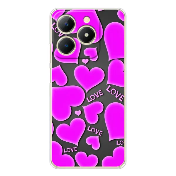 Чехол с принтом «Pink hearts» для Realme Note 70T