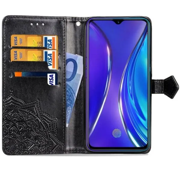 Кожаный чехол (книжка) Art Case с визитницей для Realme XT — Черный — фото 2