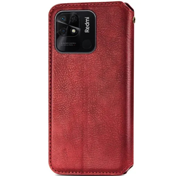 Кожаный чехол-книжка GETMAN Cubic (PU) для Xiaomi Redmi 10C — Красный — фото 2 Кожаный чехол-книжка GETMAN Cubic (PU) для Xiaomi Redmi 10C — Красный — фото 2