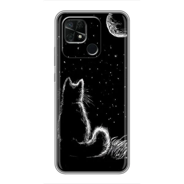 Чехол с принтом «Котик и луна» для Xiaomi Redmi 10C Чехол с принтом «Котик и луна» для Xiaomi Redmi 10C