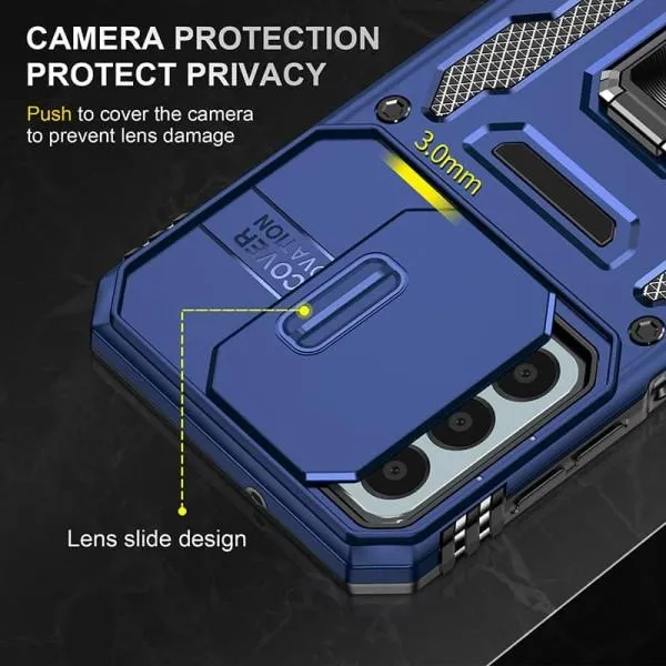 Ударопрочный чехол Camshield Army Ring для Samsung Galaxy A05s — Синий — фото 4