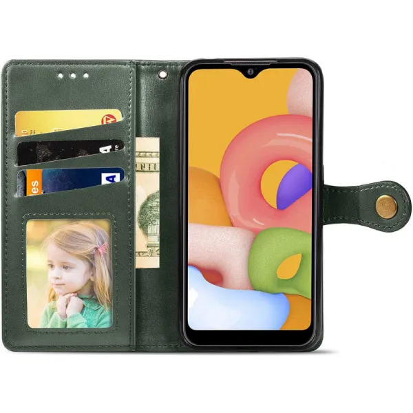 Шкіряний чохол-книжка GETMAN Gallant (PU) для Samsung Galaxy A08 / A07 4G — Зелений — фото 4