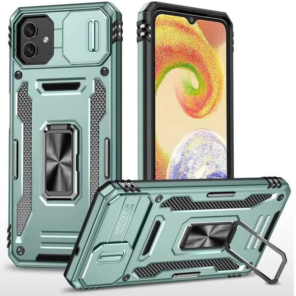 Ударопрочный чехол Camshield Army Ring для Samsung Galaxy A08 / A07 / A07s — Зеленый — фото 1
