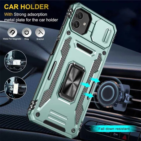 Ударопрочный чехол Camshield Army Ring для Samsung Galaxy A08 / A07 / A07s — Зеленый — фото 3