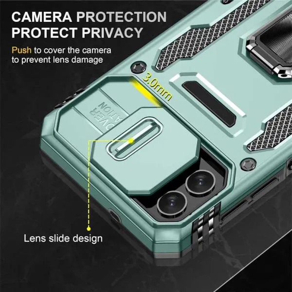 Ударопрочный чехол Camshield Army Ring для Samsung Galaxy A08 / A07 / A07s — Зеленый — фото 4