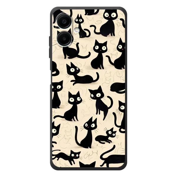 Чехол с принтом «Черные коты» для Samsung Galaxy A08 Чехол с принтом «Черные коты» для Samsung Galaxy A08