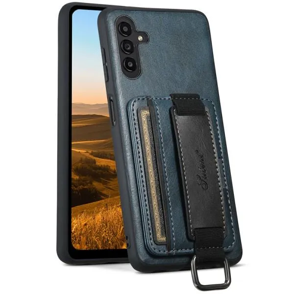 Кожаный чехол Wallet case and straps для Samsung Galaxy A14 4G/5G — Синий — фото 2 Кожаный чехол Wallet case and straps для Samsung Galaxy A14 4G/5G — Синий — фото 2