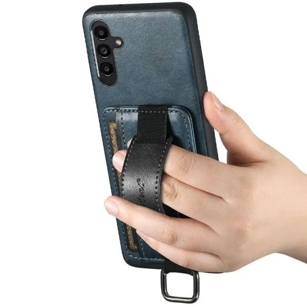 Кожаный чехол Wallet case and straps для Samsung Galaxy A14 4G/5G — Синий — фото 3 Кожаный чехол Wallet case and straps для Samsung Galaxy A14 4G/5G — Синий — фото 3