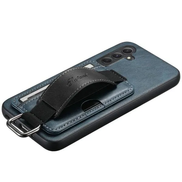 Кожаный чехол Wallet case and straps для Samsung Galaxy A14 4G/5G — Синий — фото 5 Кожаный чехол Wallet case and straps для Samsung Galaxy A14 4G/5G — Синий — фото 5