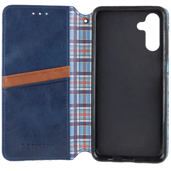 Кожаный чехол-книжка GETMAN Cubic (PU) для Samsung Galaxy A24 4G — Синий — фото 3
