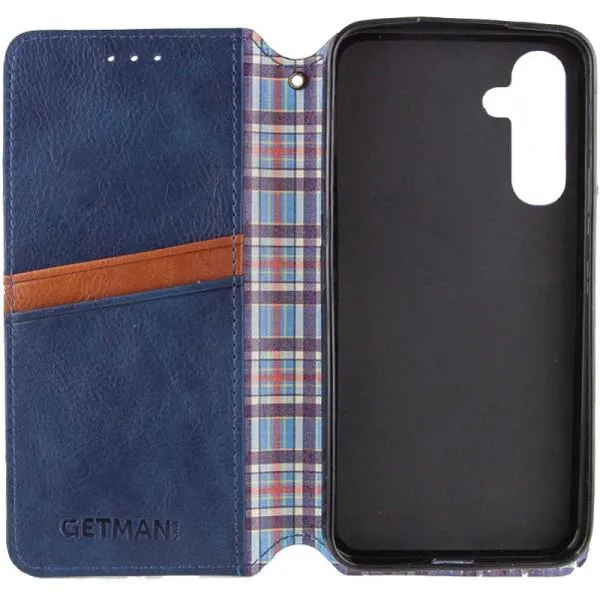 Кожаный чехол-книжка GETMAN Cubic (PU) для Samsung Galaxy A34 5G — Синий — фото 4 Кожаный чехол-книжка GETMAN Cubic (PU) для Samsung Galaxy A34 5G — Синий — фото 4