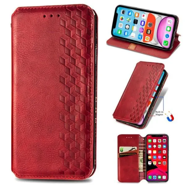 Кожаный чехол-книжка GETMAN Cubic (PU) для Samsung Galaxy A51 — Красный — фото 4