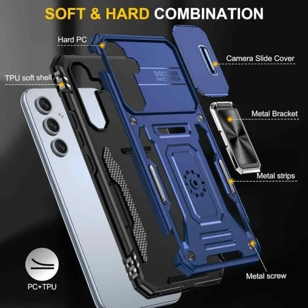 Ударопрочный чехол Camshield Army Ring для Samsung Galaxy A54 5G — Синий — фото 4
