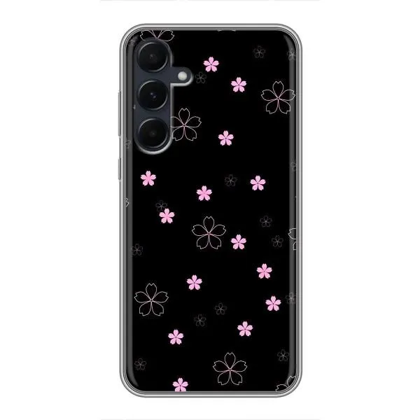 Чехол с принтом «Розовые цветы на черном» для Samsung Galaxy A55 Чехол с принтом «Розовые цветы на черном» для Samsung Galaxy A55