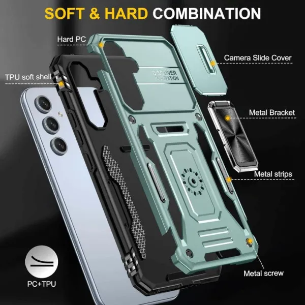 Ударопрочный чехол Camshield Army Ring для Samsung Galaxy A57 5G — Зеленый — фото 5