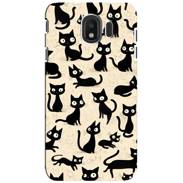 Чохол з принтом «Чорні коти» для Samsung Galaxy J4 2018 (SM-J400F)
