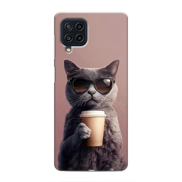 Чехол с принтом «Кот с кофе» для Samsung Galaxy M32 Чехол с принтом «Кот с кофе» для Samsung Galaxy M32