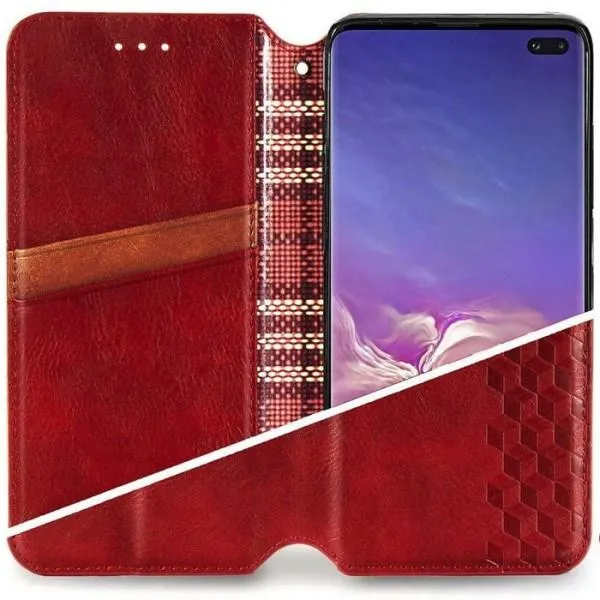 Кожаный чехол книжка GETMAN Cubic (PU) для Samsung Galaxy M51 — Красный — фото 3