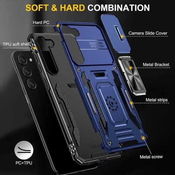 Ударопрочный чехол Camshield Army Ring для Samsung Galaxy S21 FE — Синий — фото 2 Ударопрочный чехол Camshield Army Ring для Samsung Galaxy S21 FE — Синий — фото 2