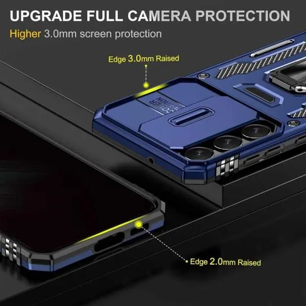 Ударопрочный чехол Camshield Army Ring для Samsung Galaxy S21 FE — Синий — фото 3 Ударопрочный чехол Camshield Army Ring для Samsung Galaxy S21 FE — Синий — фото 3