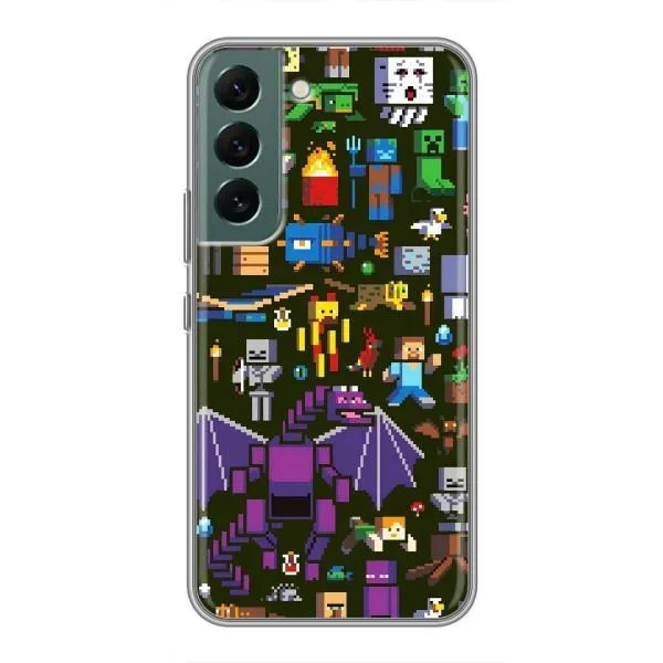 Чехол с принтом «Коллаж Майнкрафт» для Samsung Galaxy S22 Чехол с принтом «Коллаж Майнкрафт» для Samsung Galaxy S22