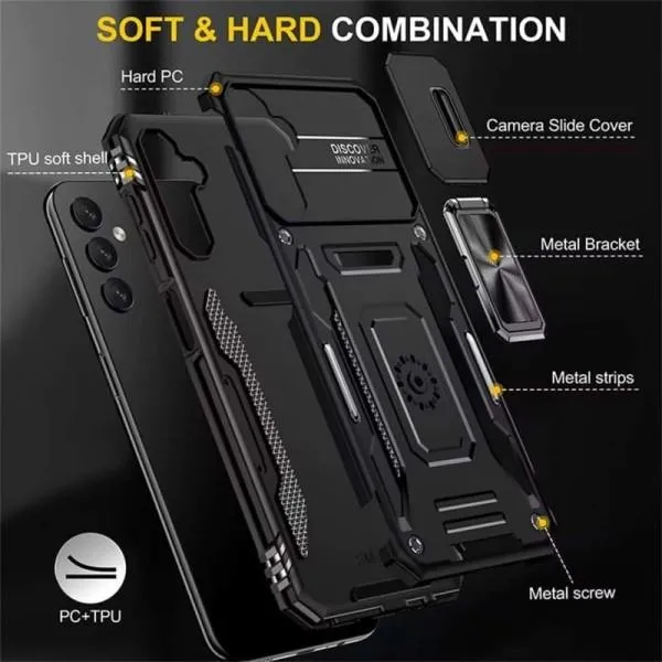 Ударопрочный чехол Camshield Army Ring для Samsung Galaxy S23 FE — Черный — фото 2