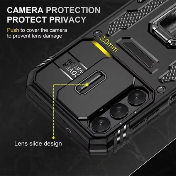 Ударопрочный чехол Camshield Army Ring для Samsung Galaxy S23 FE — Черный — фото 5