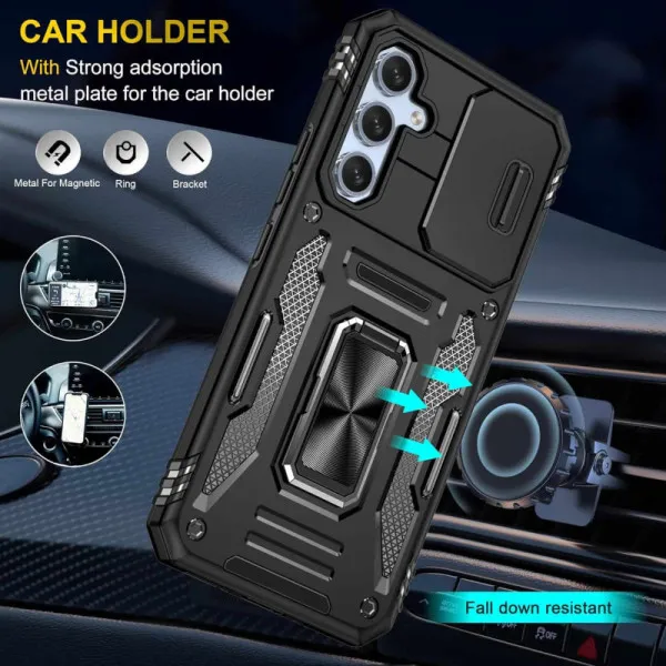 Ударопрочный чехол Camshield Army Ring для Samsung Galaxy S23+ — Черный — фото 2