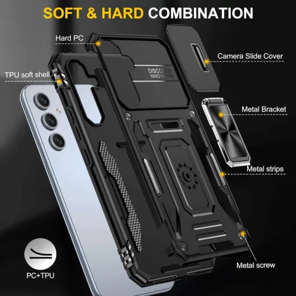 Ударопрочный чехол Camshield Army Ring для Samsung Galaxy S23+ — Черный — фото 3