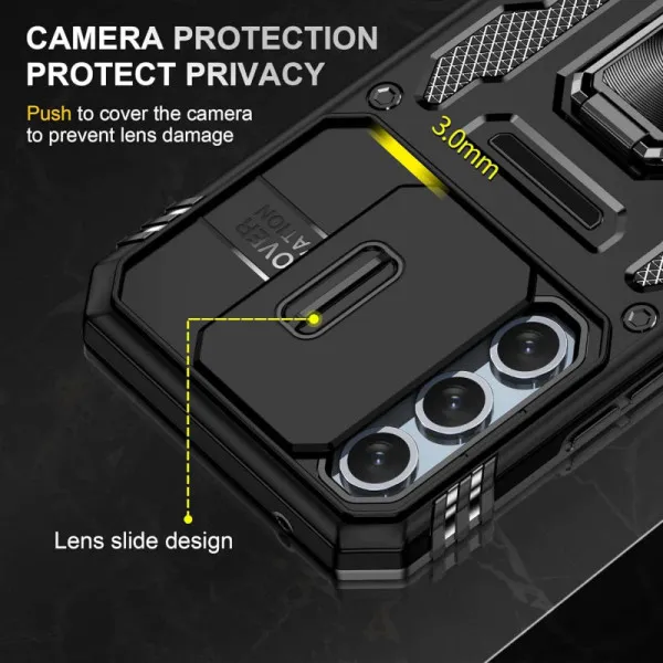 Ударопрочный чехол Camshield Army Ring для Samsung Galaxy S23+ — Черный — фото 4