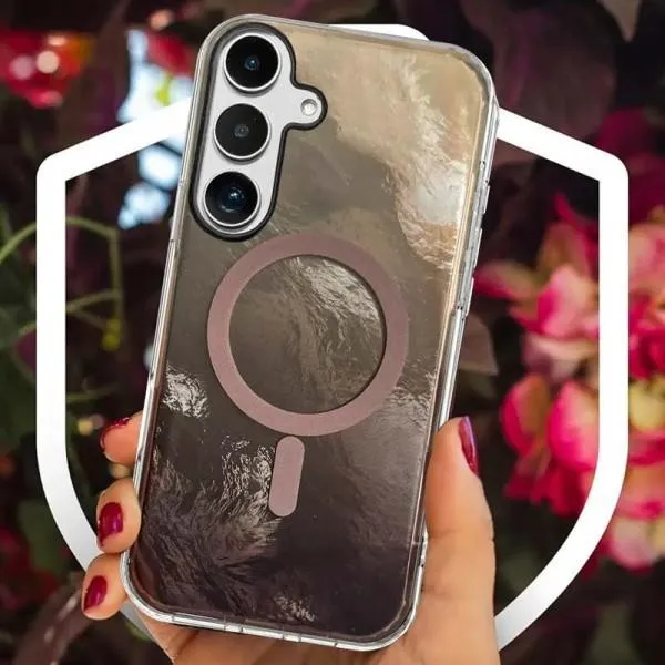 Чехол TPU Shiny Mountain Magnetic Fit для Samsung Galaxy S24 FE — Коричневый — фото 3