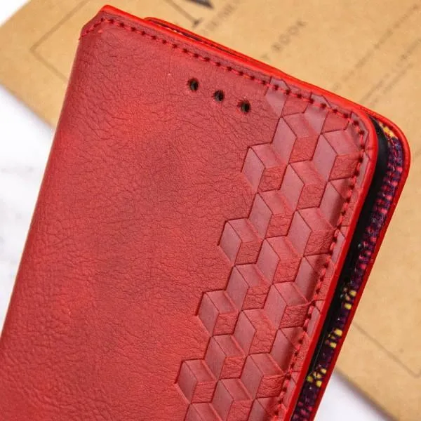 Кожаный чехол-книжка GETMAN Cubic (PU) для Samsung Galaxy S24+ — Красный — фото 5