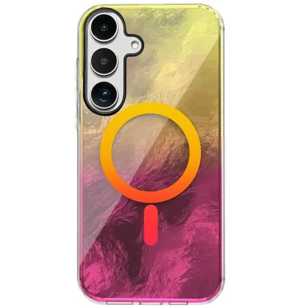 Чехол TPU Shiny Mountain Magnetic Fit для Samsung Galaxy S24+ — Желтый — фото 1