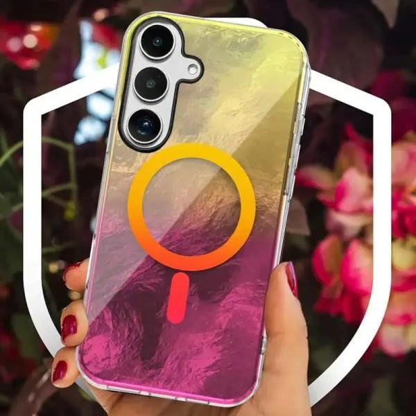 Чехол TPU Shiny Mountain Magnetic Fit для Samsung Galaxy S24+ — Желтый — фото 3