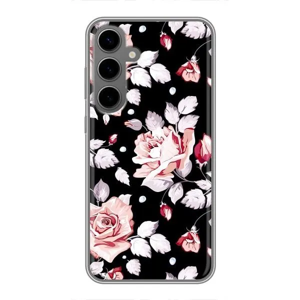 Чехол с принтом «Цветочки на черном» для Samsung Galaxy S24 Plus Чехол с принтом «Цветочки на черном» для Samsung Galaxy S24 Plus