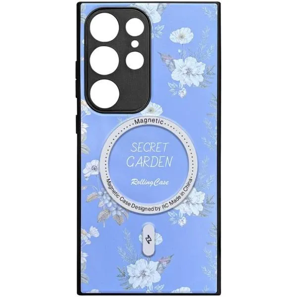TPU+PC чехол Secret Garden with Magnetic Fit для Samsung Galaxy S24 Ultra — Лиловый — фото 1
