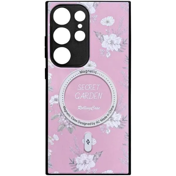 TPU+PC чехол Secret Garden with Magnetic Fit для Samsung Galaxy S24 Ultra — Розовый — фото 1