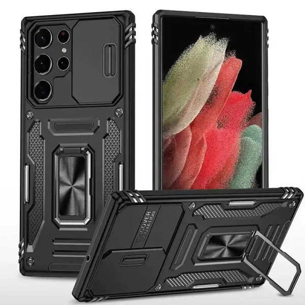Ударопрочный чехол Camshield Army Ring для Samsung Galaxy S24 Ultra — Черный — фото 1