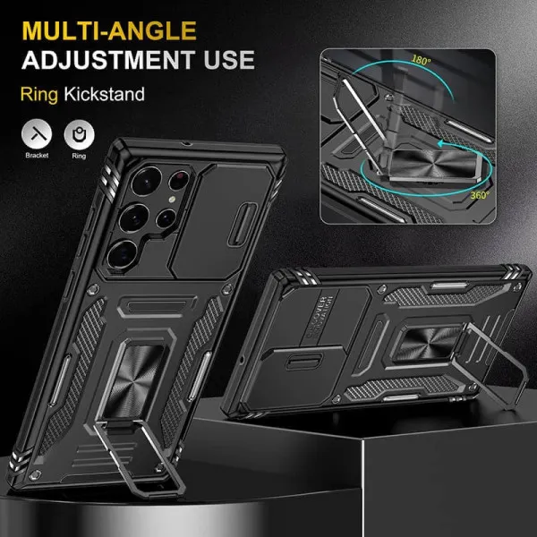 Ударопрочный чехол Camshield Army Ring для Samsung Galaxy S24 Ultra — Черный — фото 4