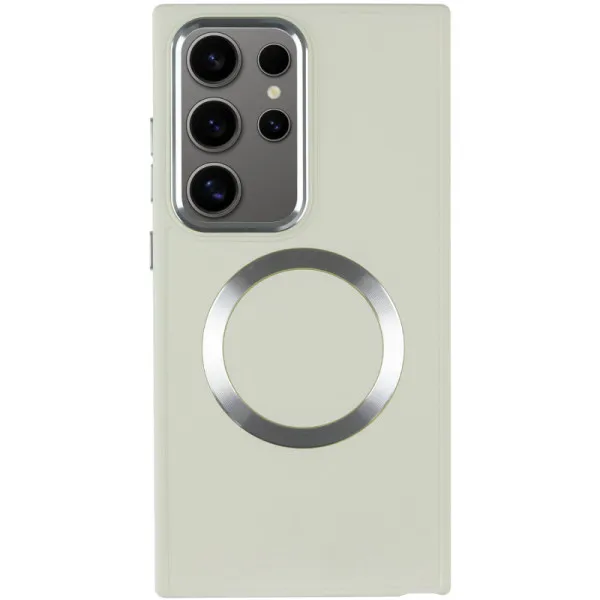 TPU чехол Bonbon Metal Style with Magnetic Fit для Samsung Galaxy S24 Ultra — Белый — фото 2 TPU чехол Bonbon Metal Style with Magnetic Fit для Samsung Galaxy S24 Ultra — Белый — фото 2