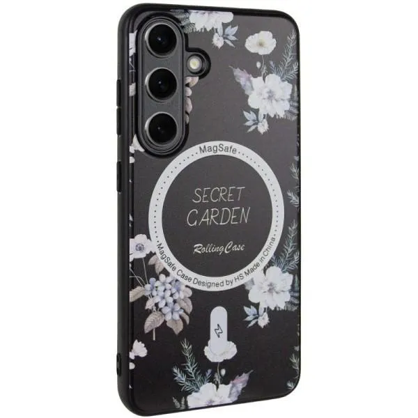TPU+PC чехол Secret Garden with Magnetic Fit для Samsung Galaxy S24 — Черный — фото 1